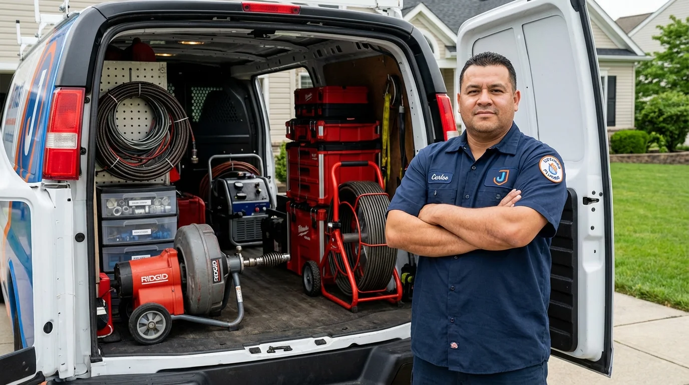 Professional drain cleaning equipment and Johns Plumbing LLC plumber in Peculiar