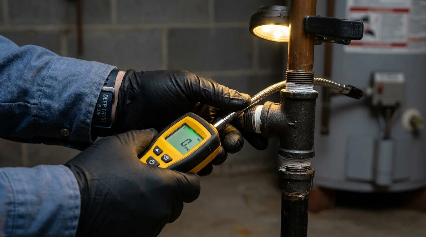 Gas leak detection with electronic sniffer by Johns Plumbing LLC in Peculiar