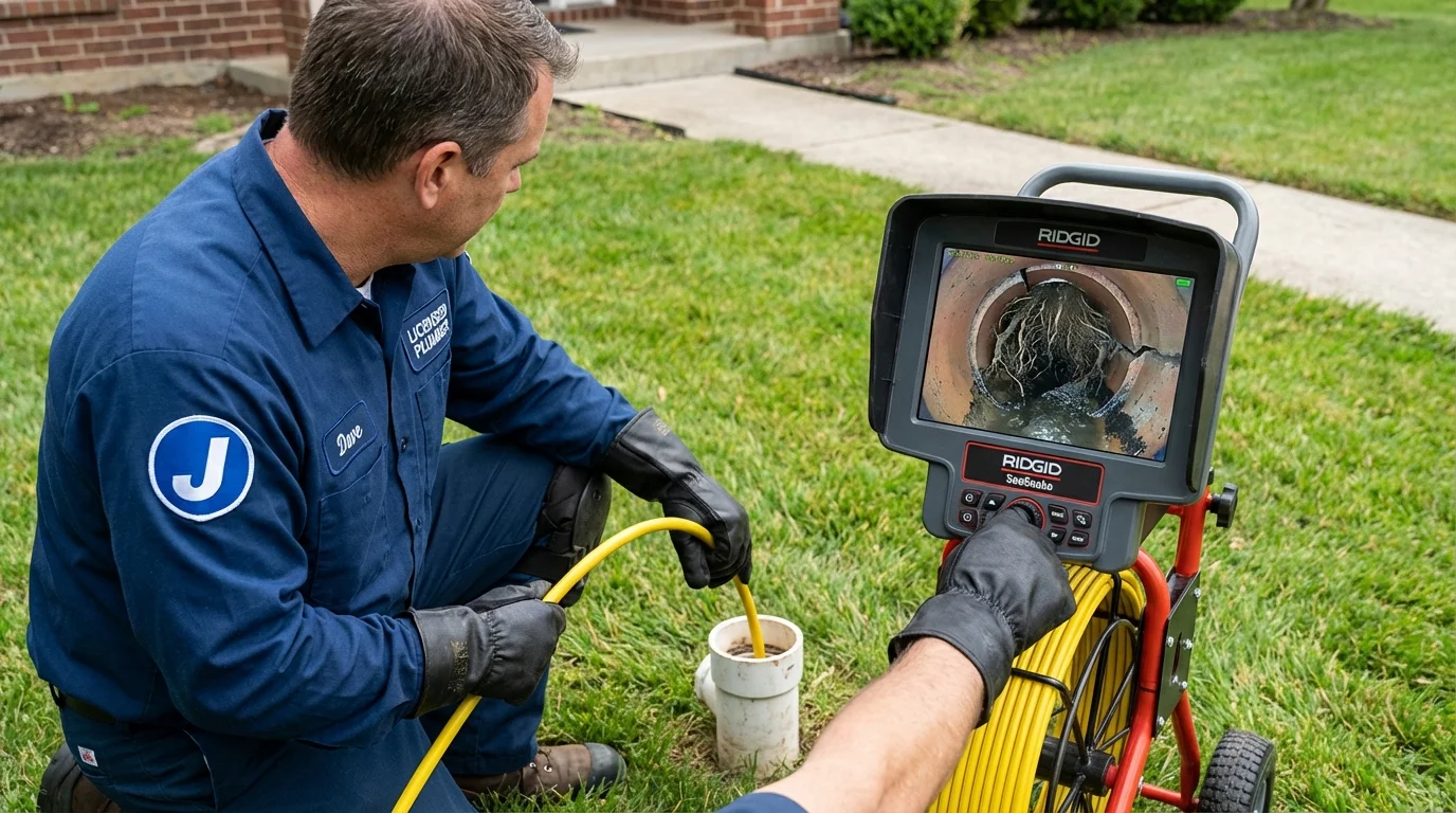 Sewer camera inspection being performed by Johns Plumbing LLC in Peculiar